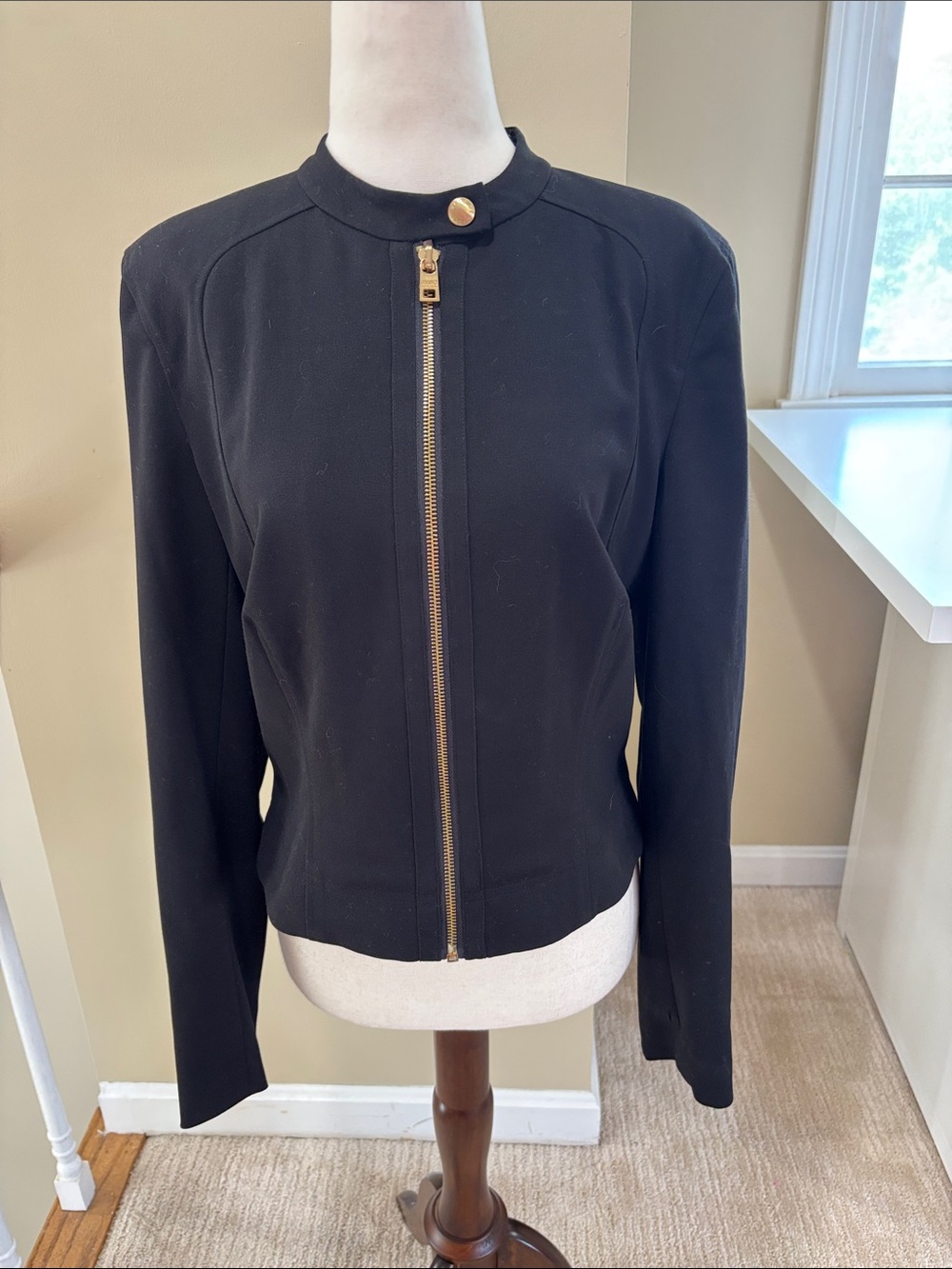 Marc New York Andrew Marc Black Jacket with Gold Hardware Size 8 EUC